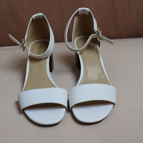 MICHAEL KORS Lena Leather Sandals Block Heel size 9 White - Picture 7 of 11